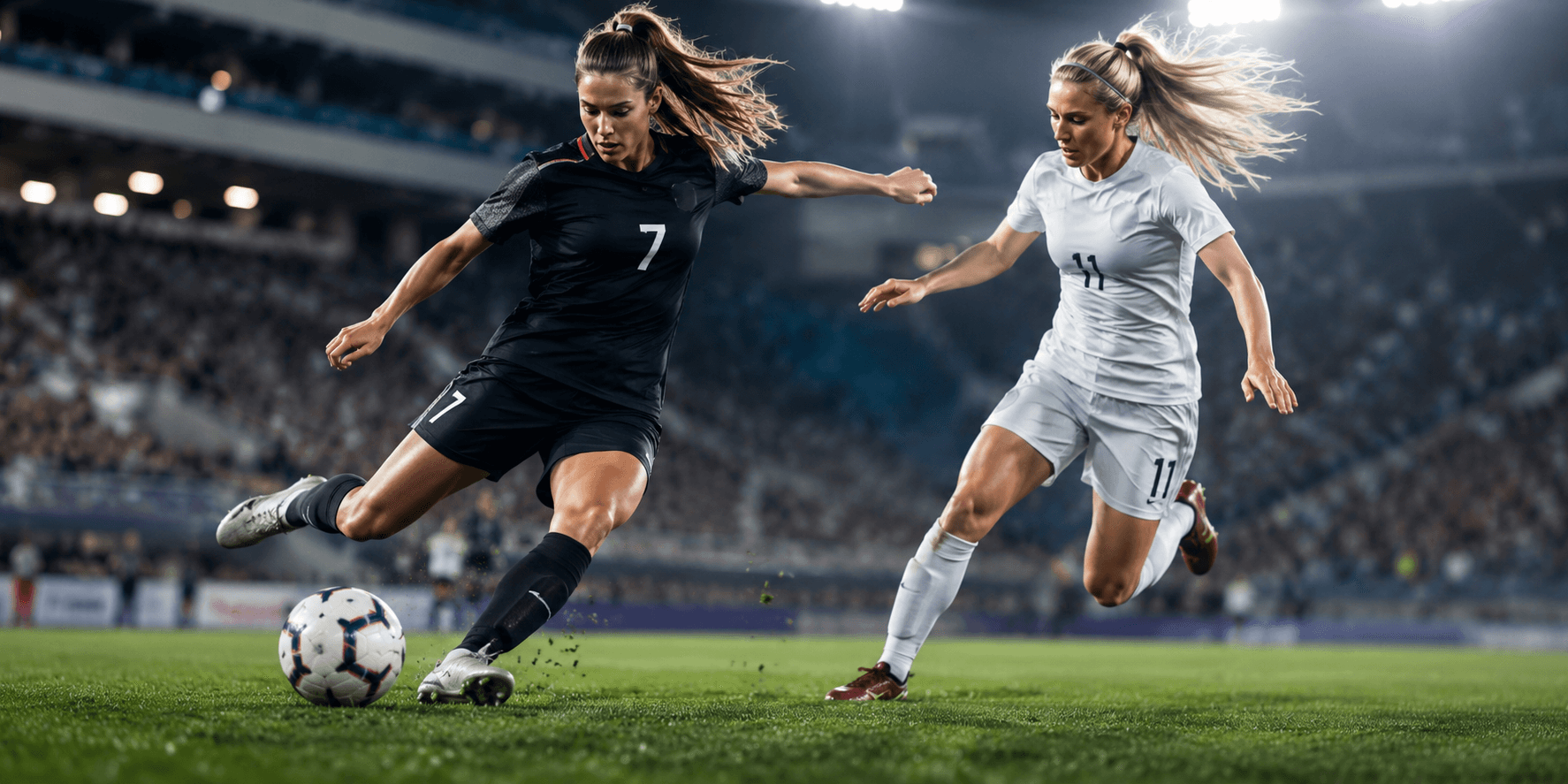 Athletes competing on the field